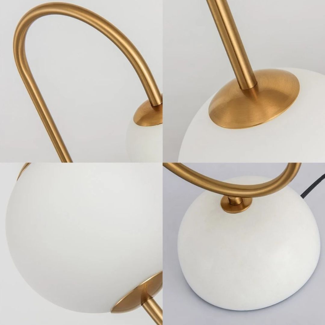 Đèn Bàn Khung U Bo Tròn Kết Hợp Hai Bóng Tròn Ánh Sáng Ấm Áp