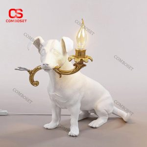 Đèn Bàn Tượng Chó Nghệ Thuật Ngậm Đèn Sang Trọng Phù Hợp Nhiều Không Gian Nội Thất