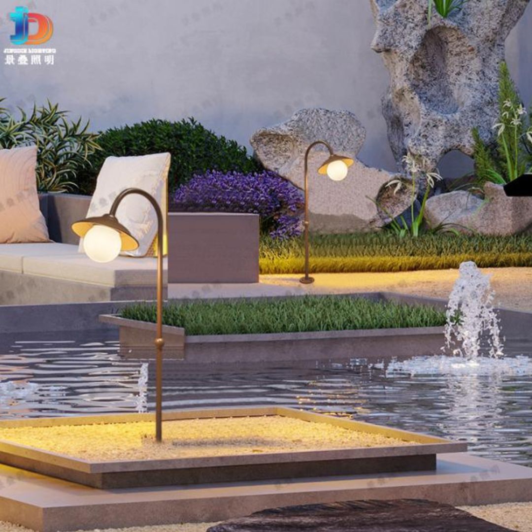 Đèn Cắm Cỏ Sân Vườn Ánh Sáng Ấm Thiết Kế Cong Hiện Đại