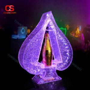 Đèn Decor Hình Lá Bích Đổi Màu Sang Trọng Trưng Bày Chai Rượu