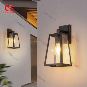 Đèn Gắn Tường Ngoài Trời Kim Loại Đen Kiểu Dáng Hiện Đại Châu Âu