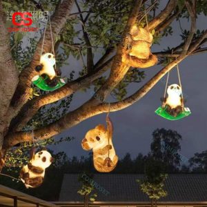 Đèn Gấu Trúc Gấu Koala Treo Cây Năng Lượng Mặt Trời Siêu Dễ Thương Ngoài Trời