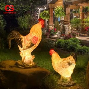 Đèn Hình Gà Phát Sáng Decor Ngoại Trời Cho Homestay, Resort, Khu Check-in