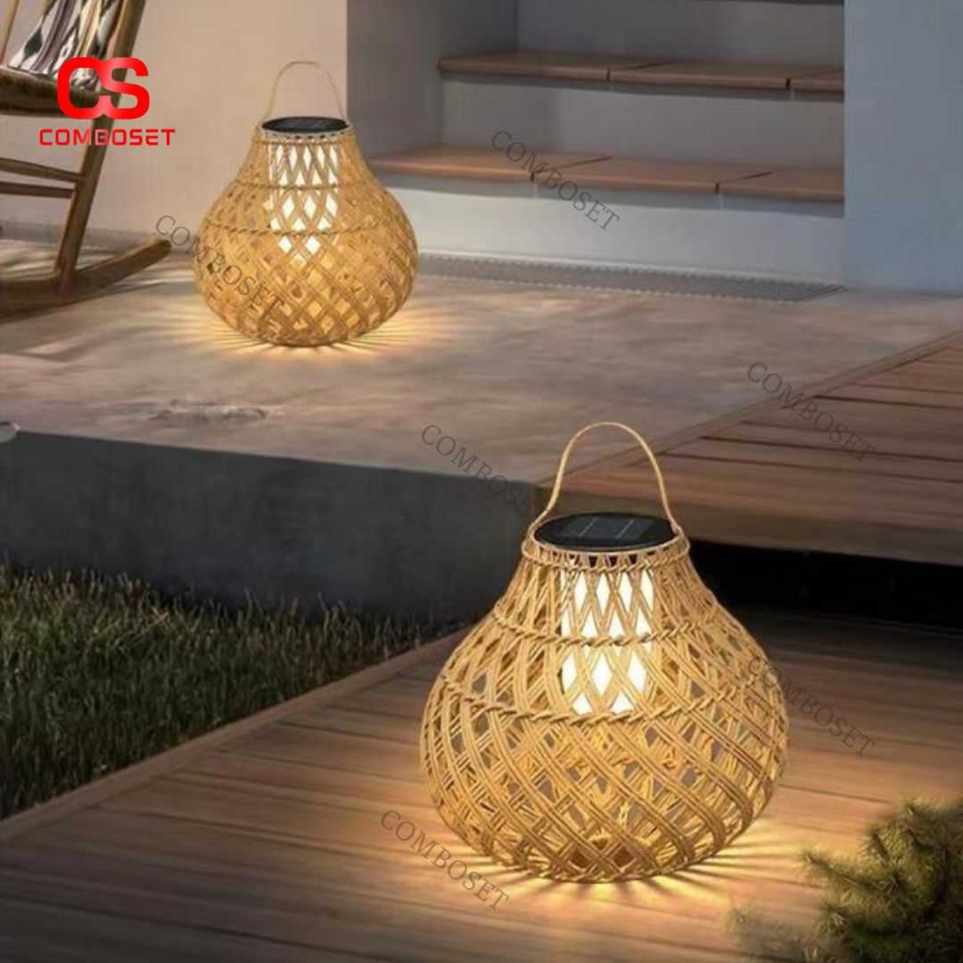 Đèn Lồng Nhựa Giả Mây Năng Lượng Mặt Trời Trang Trí Ngoài Trời Sang Trọng