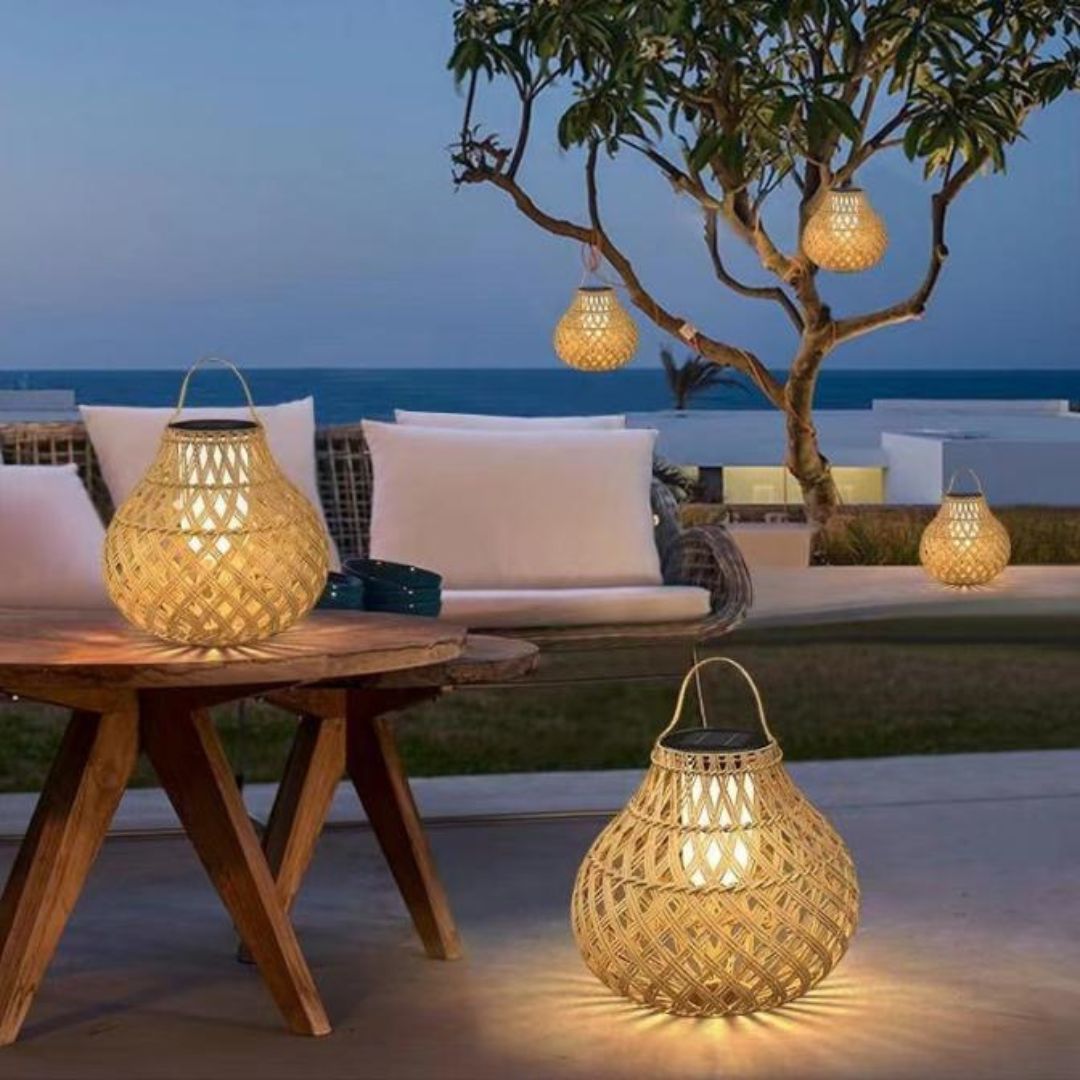 Đèn Lồng Nhựa Giả Mây Năng Lượng Mặt Trời Trang Trí Ngoài Trời Sang Trọng