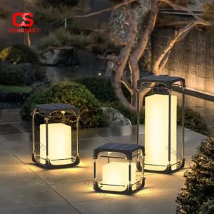 Đèn Lồng Sân Vườn Thiền Nhật Năng Lượng Mặt Trời Khung Kim Loại Thanh Lịch