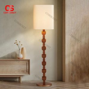 Đèn Sàn Gỗ Khối Xếp Tầng Xen Kẽ Kiểu Pháp Cổ Điển Cho Phòng Ngủ, Khách Sạn