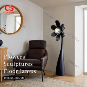 Đèn Sàn Hoa Đen Phong Cách Sculpture Decor Nội Thất Cao Cấp