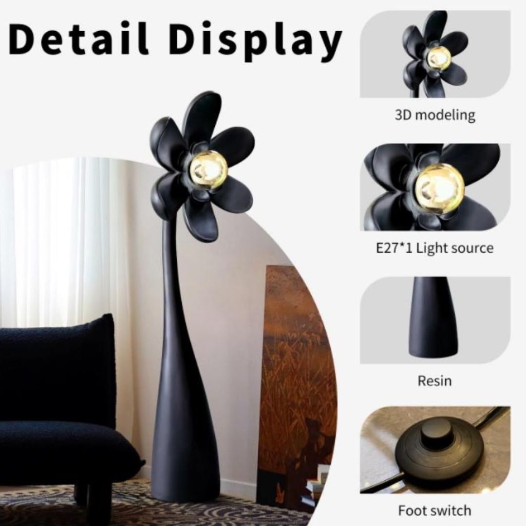 Đèn Sàn Hoa Đen Phong Cách Sculpture Decor Nội Thất Cao Cấp