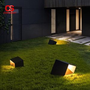 Đèn Sàn Ngoài Trời Hình Khối Nghiêng Hiện Đại Năng Lượng Mặt Trời Chống Thấm Nước