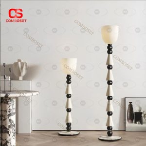 Đèn Sàn Tầng Trắng Đen Cổ Điển Phong Cách Wabi Sabi Decor Phòng Trà Thiền Yên Ả