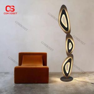 Đèn Sàn Trang Trí Hình Oval Màu Vàng Đồng Xếp Chồng Phong Cách Nghệ Thuật