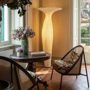 Đèn Sàn Vải Dáng Hoa Phát Sáng Phong Cách Đương Đại, Decor Khu Vực Triển Lãm