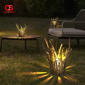 Đèn Sân Vườn Nhựa Giả Gỗ Hình Gốc Cây Phát Sáng Phá Cách