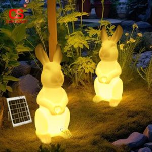 Đèn Thỏ Năng Lượng Mặt Trời Trang Trí Sân Vườn Cực Dễ Thương, Ánh Sáng Nhiều Màu