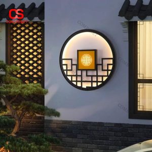 Đèn Treo Tường Á Đông Cao Cấp Hình Tròn Thiết Kế Tối Giản Cho Biệt Thự & Resort