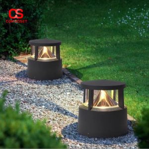 Đèn Trụ LED Chao PC Khung Kim Loại Hiện Đại Trang Trí Không Gian Ngoại Thất