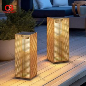 Đèn Trụ Lưới Kim Loại Ánh Vàng Sân Vườn Trang Trí Lối Đi Ngoài Trời Hiện Đại