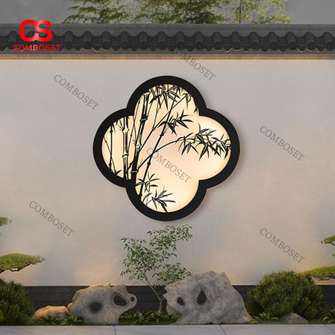 Đèn Tường Họa Tiết Trúc Trang Trí Sân Vườn Thiết Kế Thiền Á Đông Sang Trọng