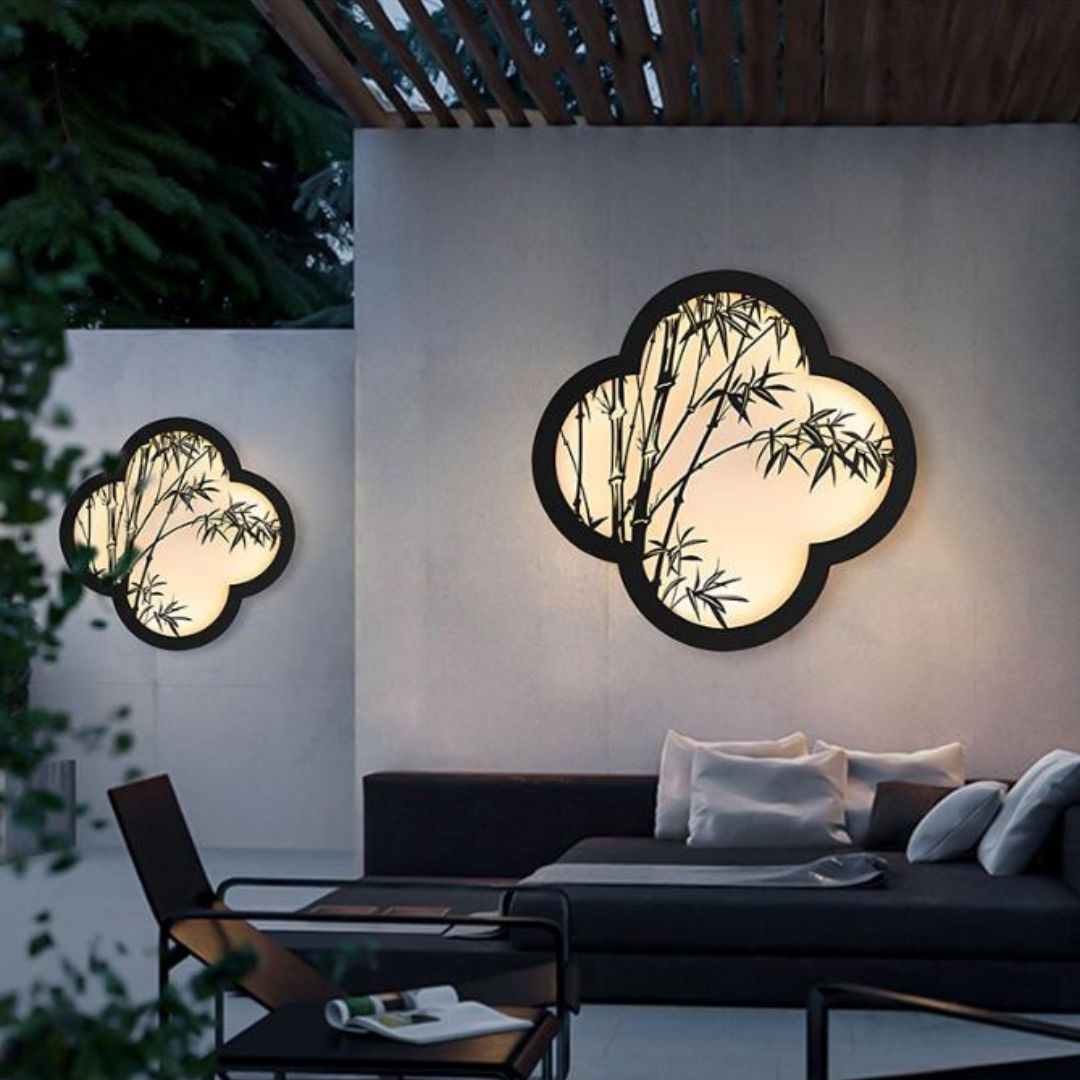 Đèn Tường Họa Tiết Trúc Trang Trí Sân Vườn Thiết Kế Thiền Á Đông Sang Trọng