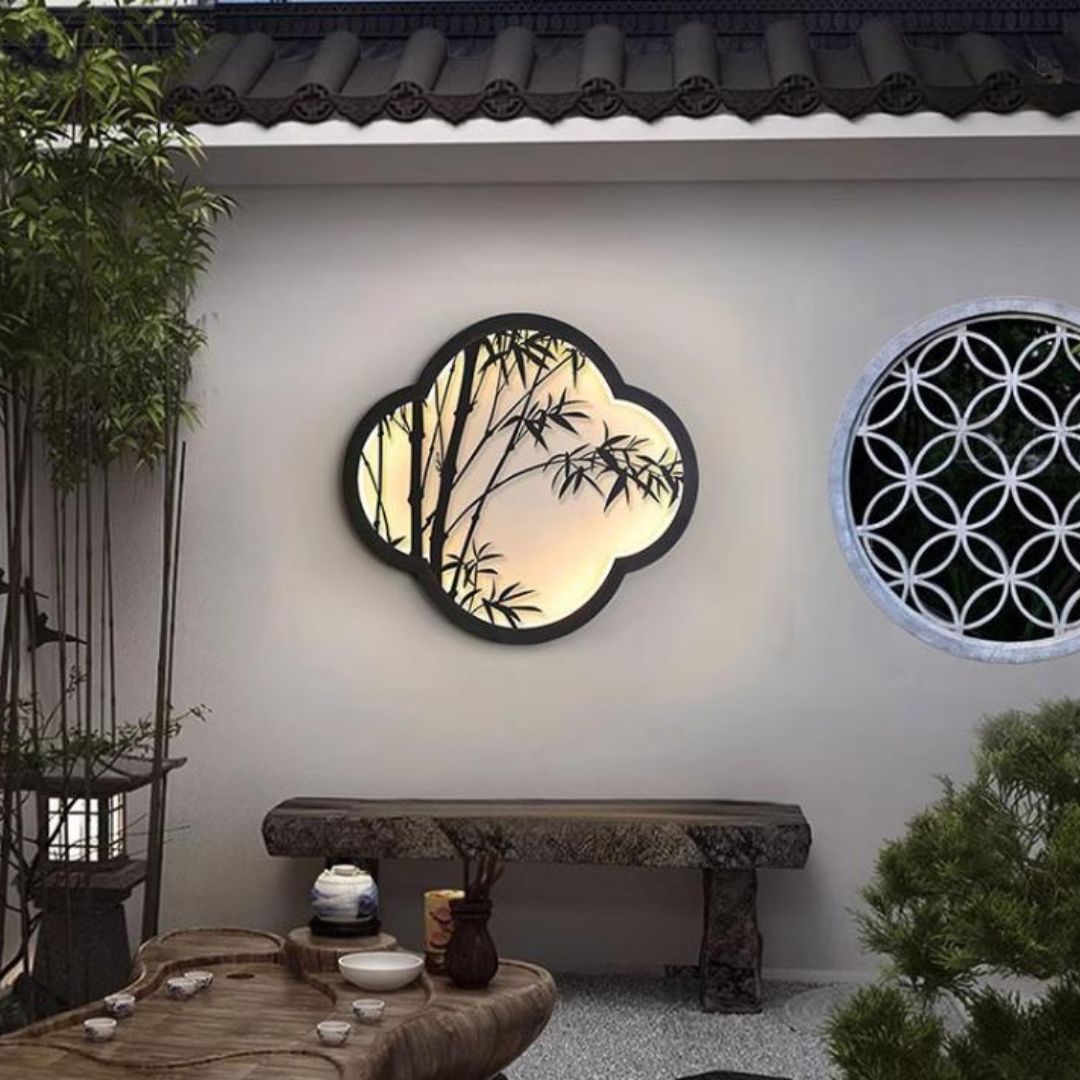 Đèn Tường Họa Tiết Trúc Trang Trí Sân Vườn Thiết Kế Thiền Á Đông Sang Trọng