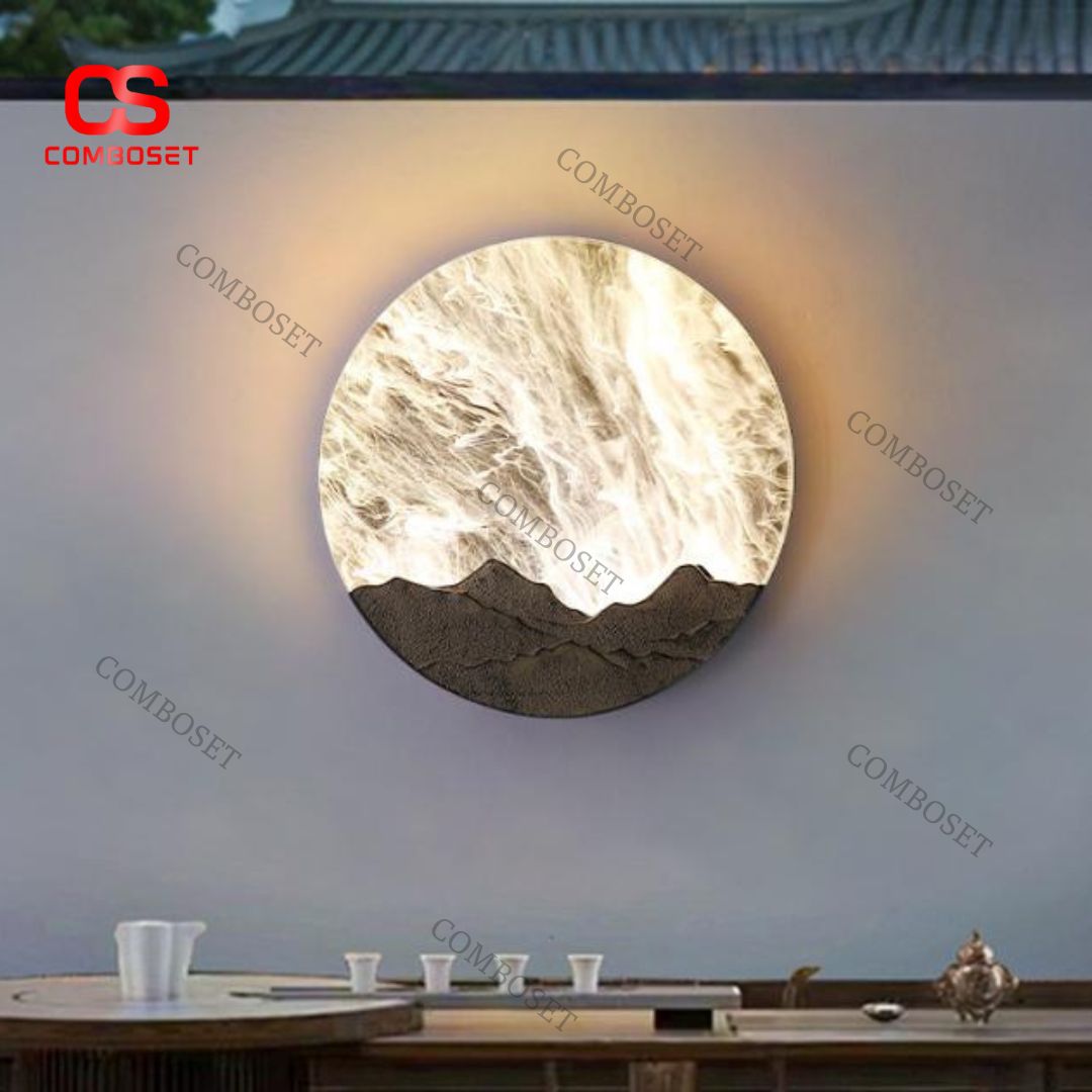 Đèn Tường Tròn Hiệu Ứng Sơn Thủy Nghệ Thuật Ánh Vàng Cao Cấp