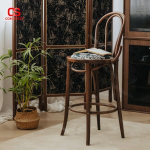 Ghế Cao Bằng Gỗ Nguyên Khối, Lưng Cao, Thiết Kế Nguyên Bản