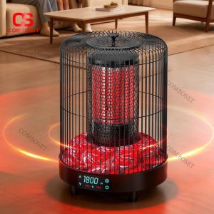 Lò Sưởi Điện Dạng Lồng Kim Loại, Sưởi Nhanh Cảm Ứng & Remote Thông Minh