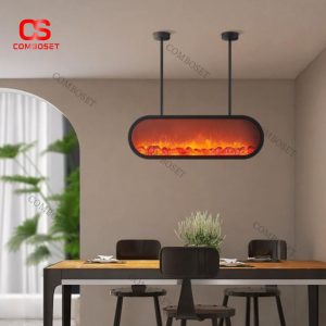 Lò Sưởi Điện Treo Trần Cao Cấp Thiết Kế Tối Giản, Ánh Lửa Trang Trí Sáng Tạo