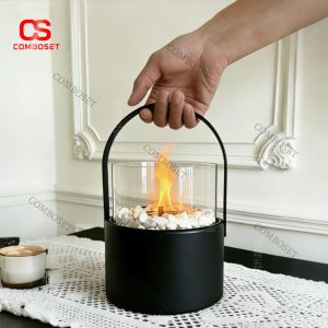 Lò Sưởi Mini Có Quai Xách Dáng Trụ Di Động Cho Cắm Trại, Tiệc BBQ