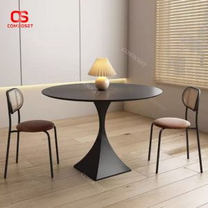 Bàn Ăn Bảng Đá, Chân Bo Tròn, Đáy Vuông