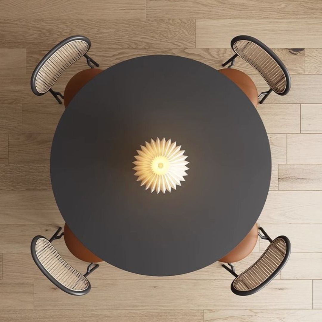 Bàn Ăn Bảng Đá, Chân Bo Tròn, Đáy Vuông