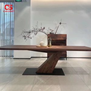 Bàn Ăn Dài Gỗ Nguyên Khối Hình Chữ Nhật, Hiện Đại