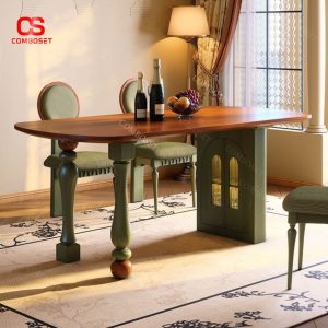 Bàn Ăn Gỗ Dài, Bàn Thiết Kế Hộp Để Đồ Dưới Chân Bàn