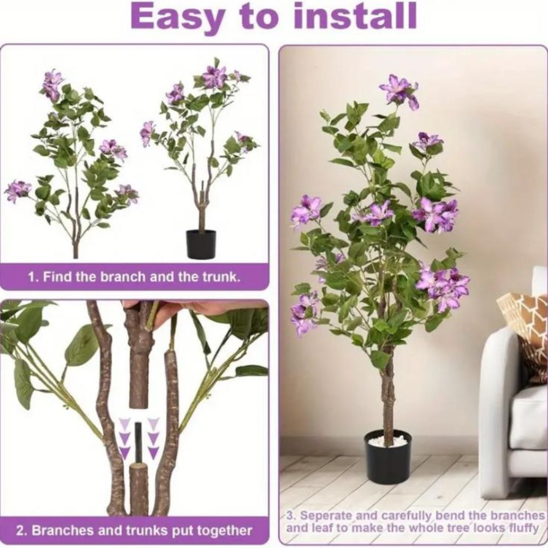 Cây Hoa Tím Giả Nghệ Thuật Cao Cấp Trang Trí Nội Thất Ngày Tết, Sân Vườn