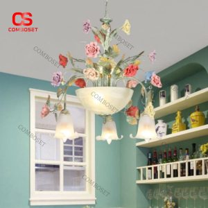 Đèn Chùm Hoa Lá Nghệ Thuật Phong Cách Vintage Châu Âu