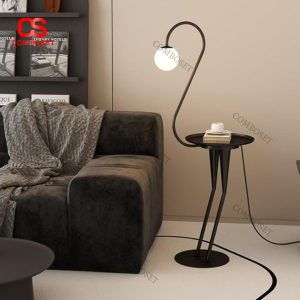 Đèn Đứng Decor Thiên Nga Dáng Cong Chao Cầu Kèm Bàn Trà Tiện Ích