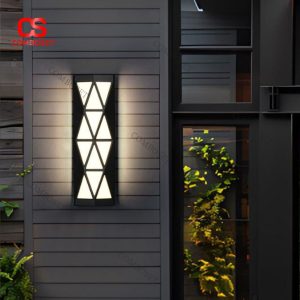 Đèn Gắn Tường Ngoài Trời Dáng Dọc Họa Tiết Kim Cương Phong Cách Hiện Đại