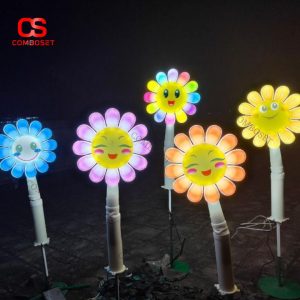 Đèn Hoa Mặt Cười Lắc Lư Phát Quang Decor Sân Vườn