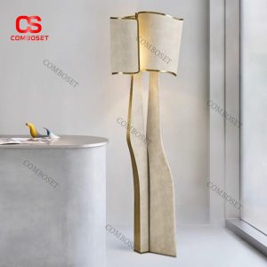 Đèn Sàn Kim Loại Bọc Da Cao Cấp Phong Cách Luxury