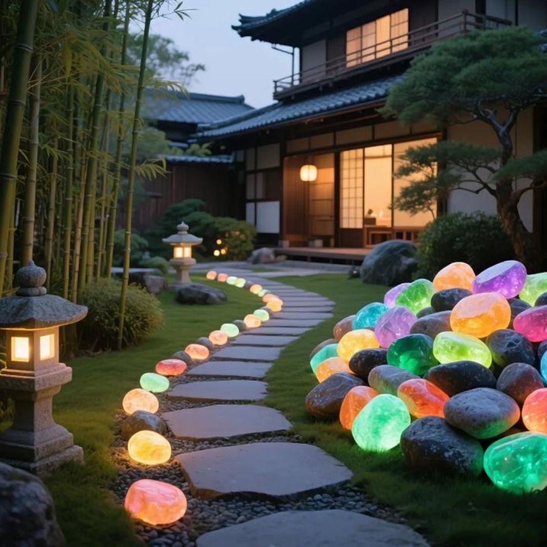 Đèn Sỏi Phát Sáng Nhiều Màu Chống Nước Trang Trí Lối Đi Sân Vườn