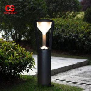 Đèn Trụ Sân Vườn Chống Nước Khung Kim Loại Đen Thiết Kế Hiện Đại