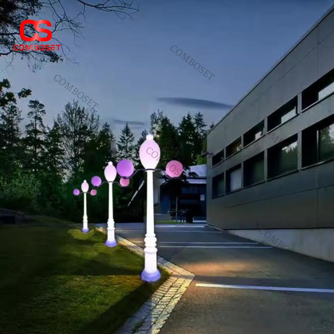 Đèn Trụ Sân Vườn Nhựa PE Phát Sáng Đa Màu Trang Trí Cảnh Quan
