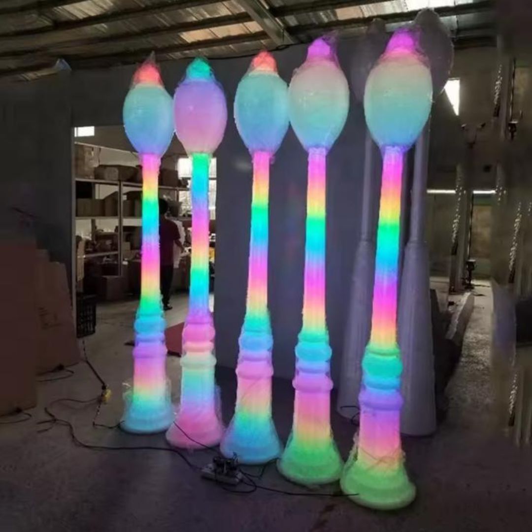 Đèn Trụ Sân Vườn Nhựa PE Phát Sáng Đa Màu Trang Trí Cảnh Quan