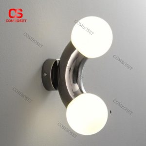 Đèn Tường 2 Bóng Tròn Kim Loại Dáng Cong Hiện Đại