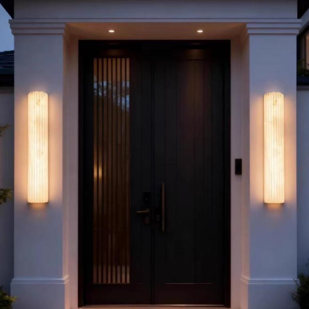 Đèn Tường Đá Tự Nhiên Dạng Trụ Dọc Ánh Sáng Nghệ Thuật