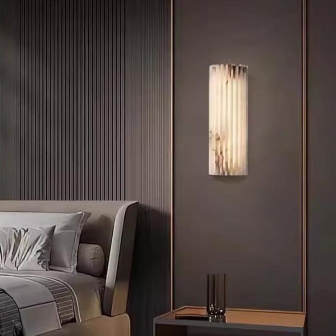 Đèn Tường Đá Tự Nhiên Dạng Trụ Dọc Ánh Sáng Nghệ Thuật