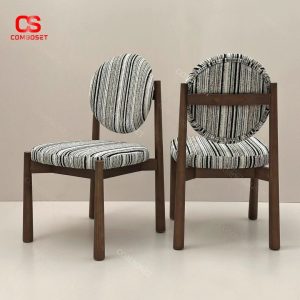 Ghế Ăn Gỗ Có Tựa Lưng Và Đệm Ngồi Họa Tiết Sọc