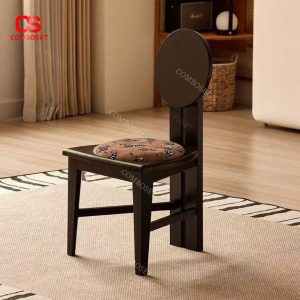 Ghế Ăn Gỗ Lưng Tròn Tựa Đĩa, Đệm Tròn Giữa Mặt Ghế