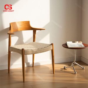 Ghế Sừng Tựa Lưng Gỗ, Đệm Ngồi Đan Dây, Ghế Hai Tai